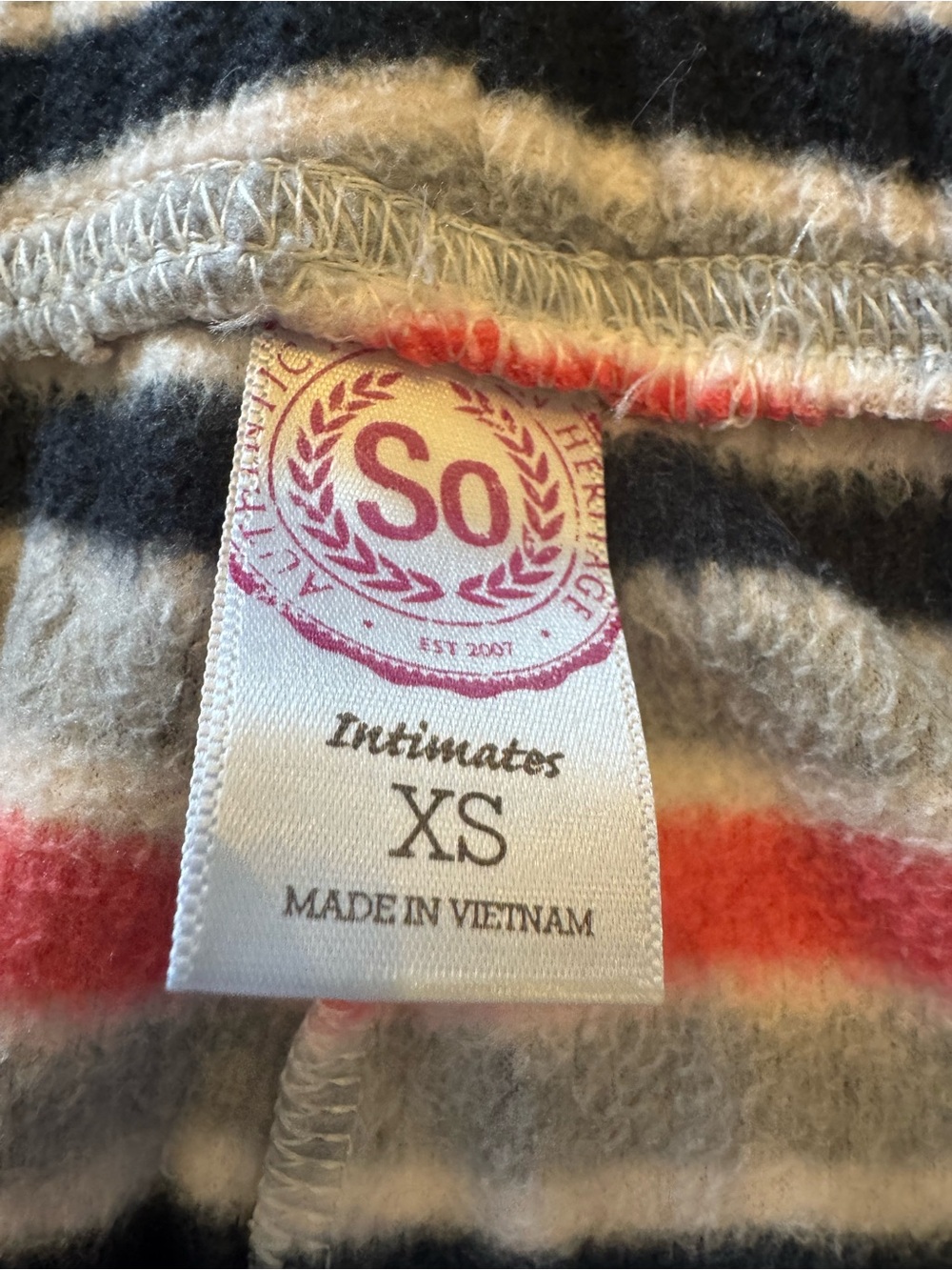 SO Striped Knit Lounge Pants in Coral, Navy & Gray - Picture 2 of 4